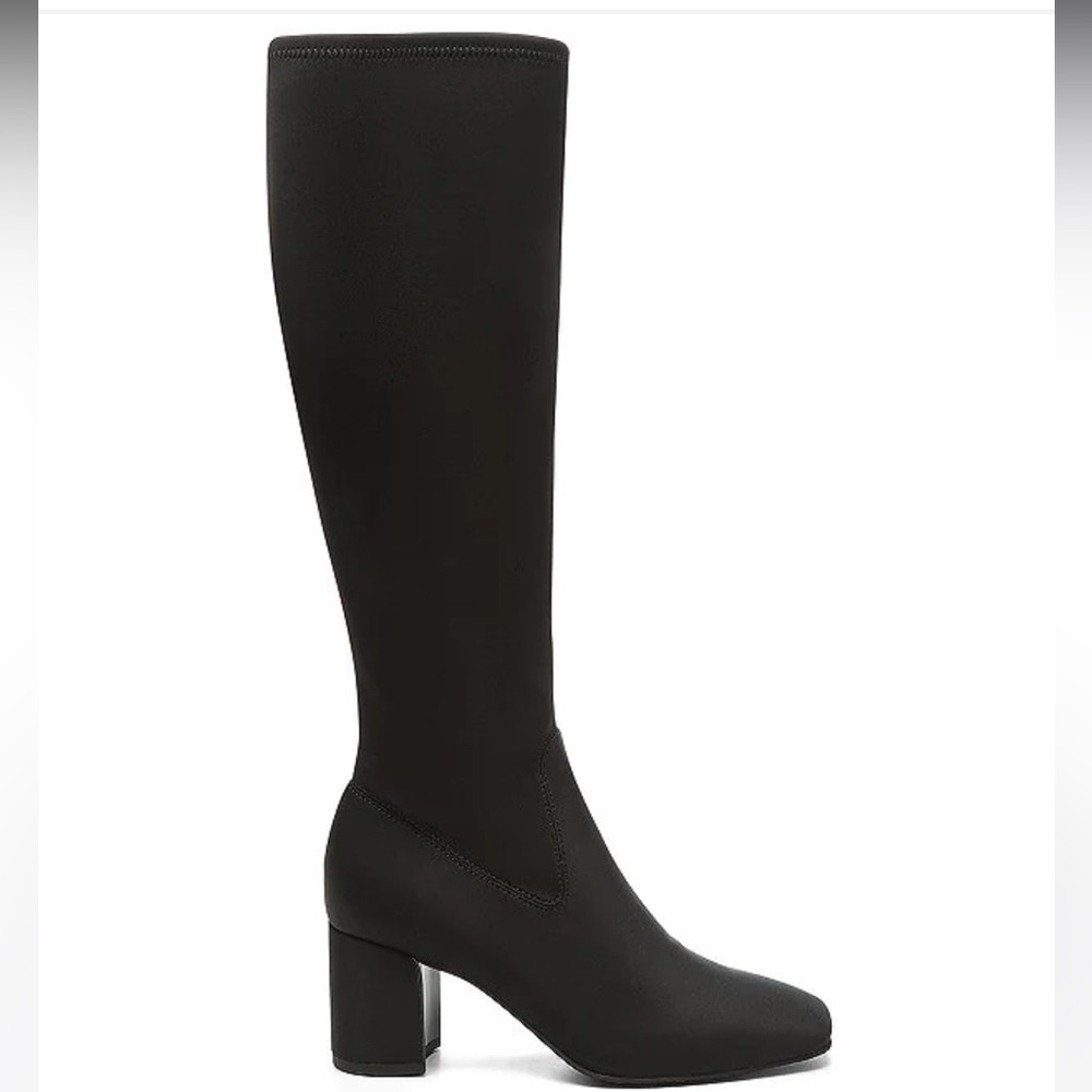 Cassidy Stretch Crepe Tall Sock Boots, Size 8, Black